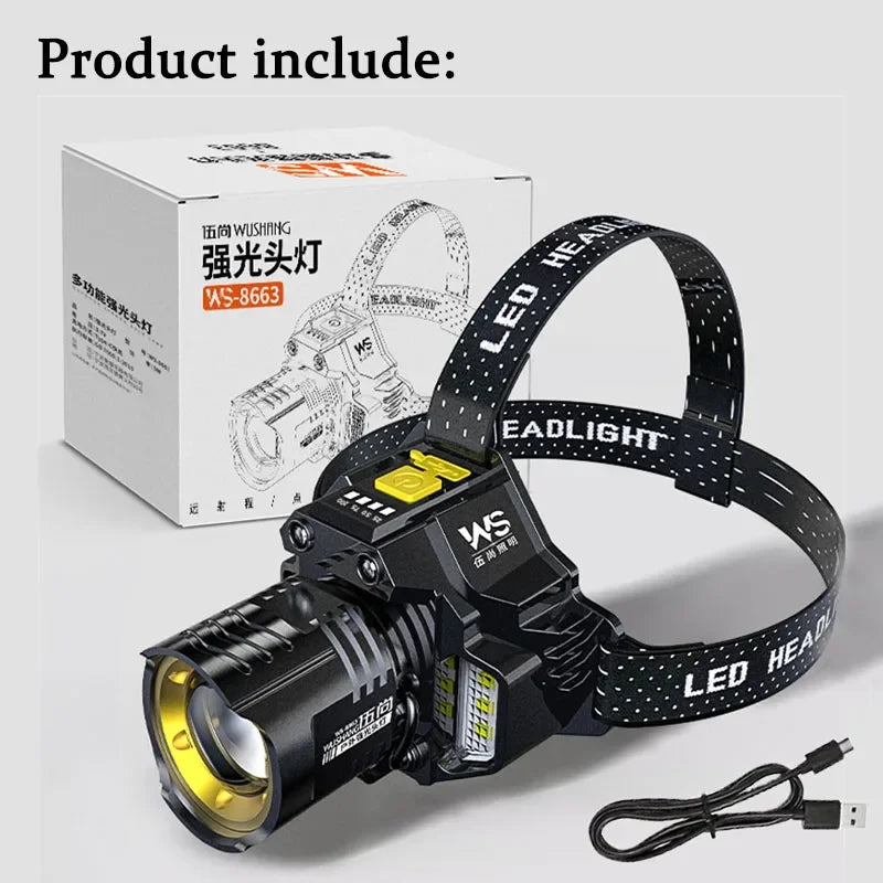 Ultra-Bright Tactical LED Headlamp – Rechargeable & Waterproof
